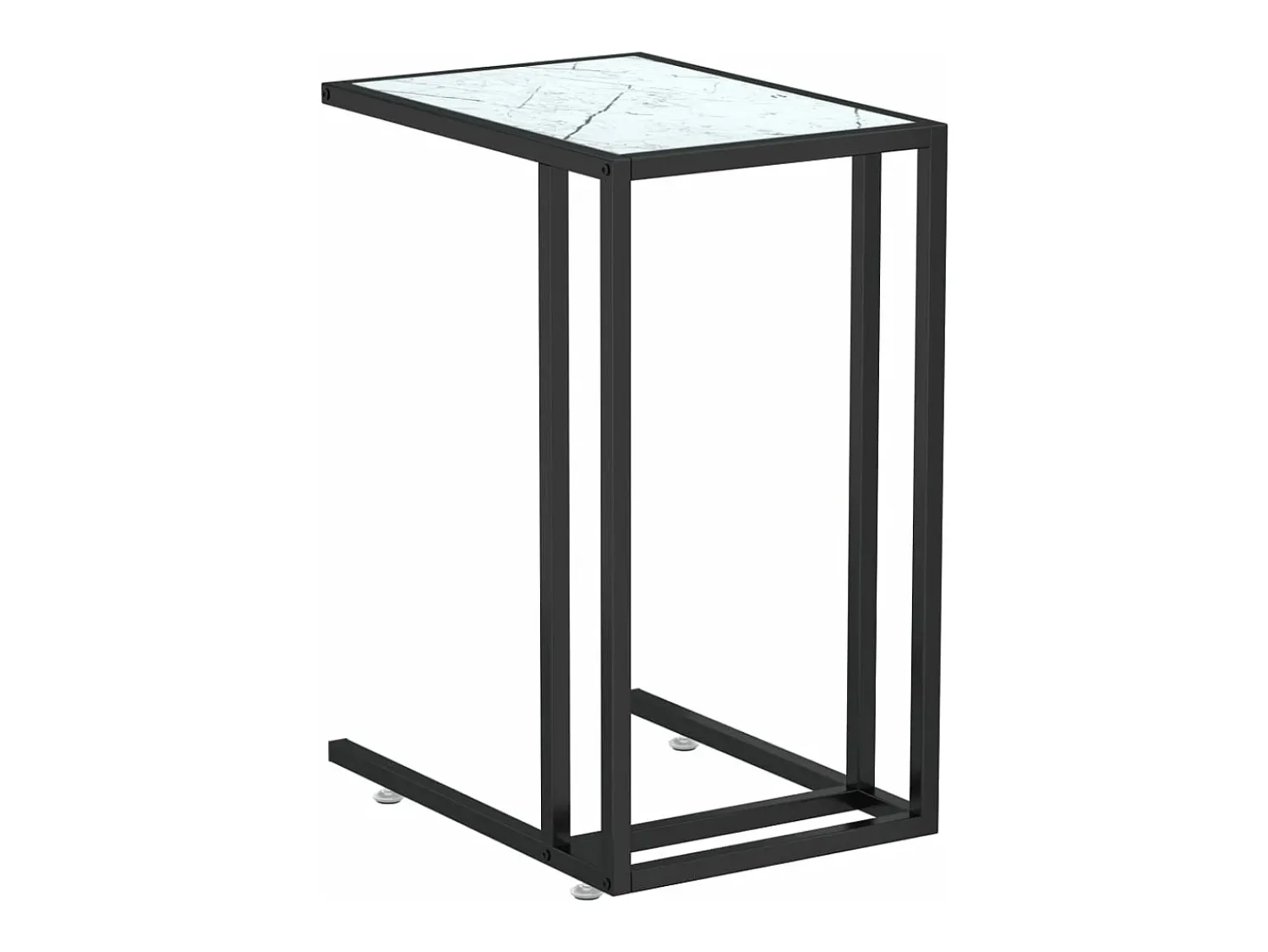 Outlet vidaxl Mesa apoio computador mármore branco 50x35x65cm vidro temperado Preto / Branco