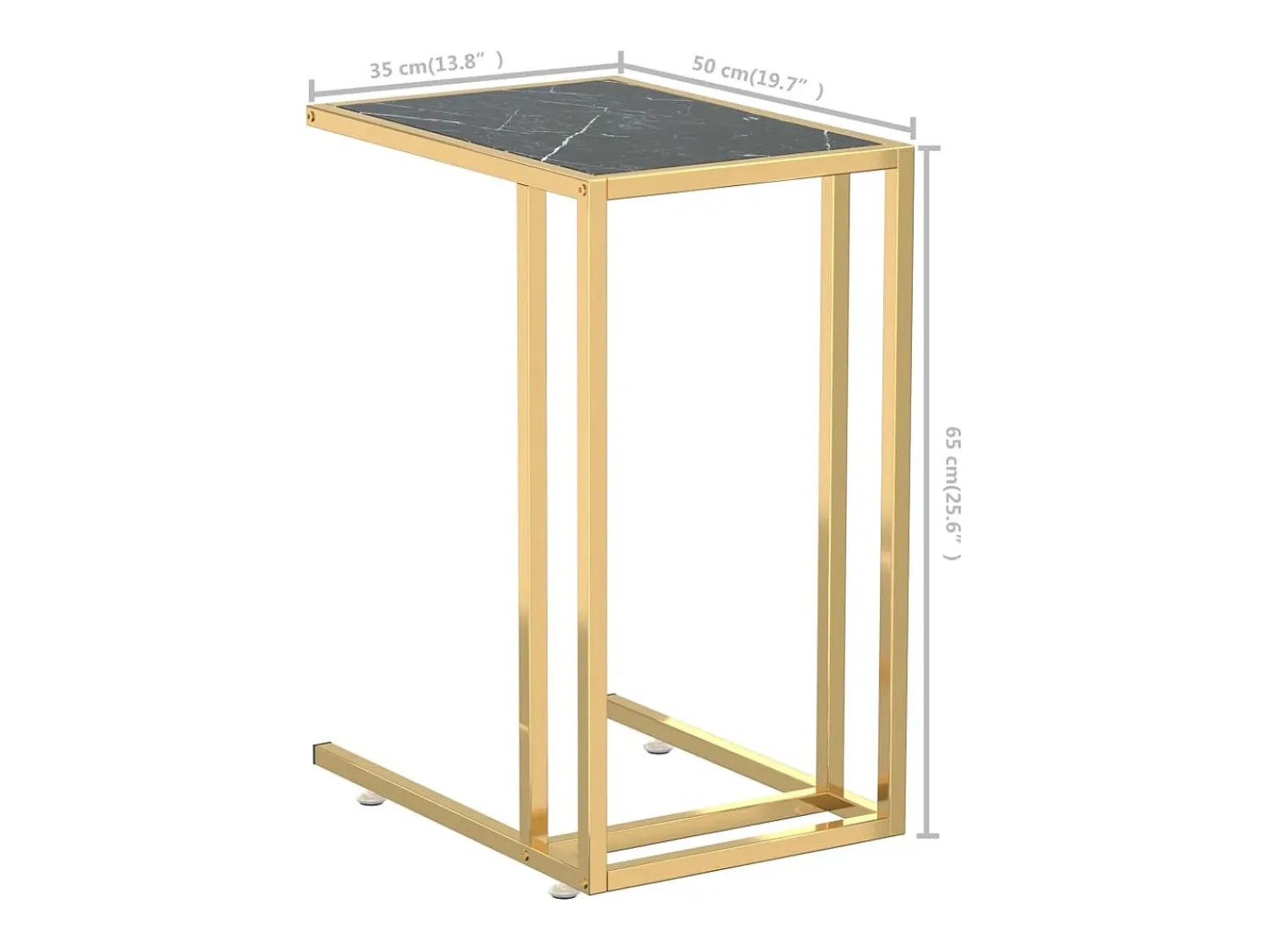Mesa De Apoio|vidaxl Mesa apoio computador mármore preto 50x35x65 cm vidro temperado Preto / Dourado