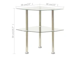 vidaxl Mesa apoio duas prateleiras 38x38x50cm vidro temp.^ Mesa De Apoio