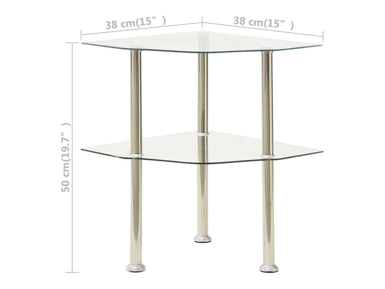 vidaxl Mesa apoio duas prateleiras 38x38x50cm vidro temp.^ Mesa De Apoio