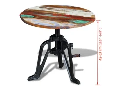vidaxl Mesa apoio 60x(42-63)cm madeira reciclada sólida ferro fundido^ Mesa De Apoio