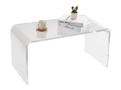 Mesa Auxiliar SucceBuy de Acrílico em Forma de C SucceBuy Mesa Auxiliar Altura de 41CM^ Mesa De Apoio