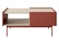 Mesa De Centro* Mesa baixa com 2 gavetas em madeira laminada, 97x45 cm Vermelho