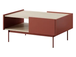 Mesa De Centro* Mesa baixa com 2 gavetas em madeira laminada, 97x45 cm Vermelho