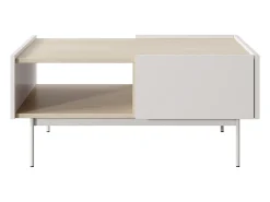 Mesa De Centro* Mesa baixa com 2 gavetas em madeira laminada, 97x45 cm Bege
