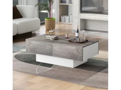 Mesa De Centro*ModernLuxe Mesa baixa extensível com coffre de rangement - mesa coulissante - Cinza Cinzento