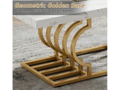 Mesa De Centro|Tribesigns Mesa Baixa Moderna, Mesa de Coquetel de Falso Mármore com Base Geométrica, Mesa Auxiliar de Sofá Retangular, e Dourado Branco