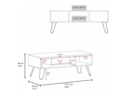 Outlet TuHome Mesa central Genoa em melamina com 3 prateleiras , , 40 cm X 101,1 cm X 45 cm Cinzento