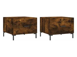 Mesa De Centro|vidaxl Mesa centro 2 pcs 50x50x40 cm madeira processada cor fumado Natural claro