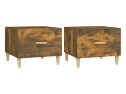 Mesa centro 2 pcs 50x50x40 cm madeira processada cor fumado PT964707^ Mesa De Centro
