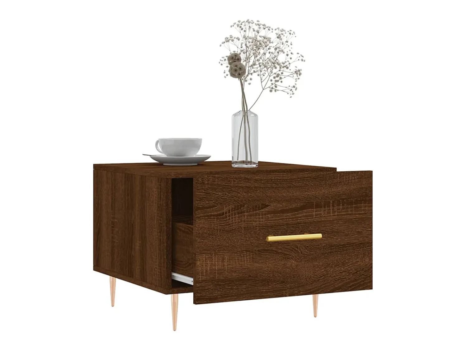 Discount vidaxl Mesa centro 2 pcs 50x50x40 cm madeira proc. carvalho castanho Natural claro