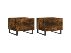 Mesa centro 2 pcs 50x50x40 cm madeira processada cor fumado PT785041 Castanho