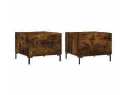 Mesa De Centro| Mesa centro 2 pcs 50x50x40 cm madeira processada cor fumado PT237671 Castanho