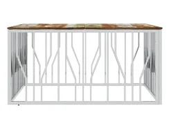 Discount Mesa centro aço inoxidável/madeira recuperada maciça PT284442 Prateado