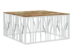 Discount Mesa centro aço inoxidável/madeira recuperada maciça PT284442 Prateado