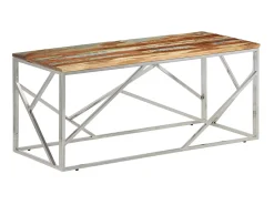 Sale Mesa centro aço inoxidável/madeira recuperada maciça PT351352 Prateado