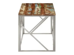 Sale Mesa centro aço inoxidável/madeira recuperada maciça PT351352 Prateado
