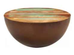 Sale vidaxl Mesa centro c/ forma de tigela e base de aço, madeira reciclada Natural claro