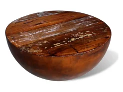 Sale vidaxl Mesa centro c/ forma de tigela e base de aço, madeira reciclada Natural claro