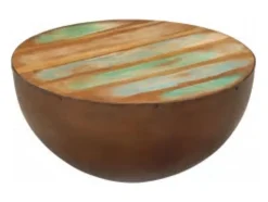 Sale vidaxl Mesa centro c/ forma de tigela e base de aço, madeira reciclada Natural claro