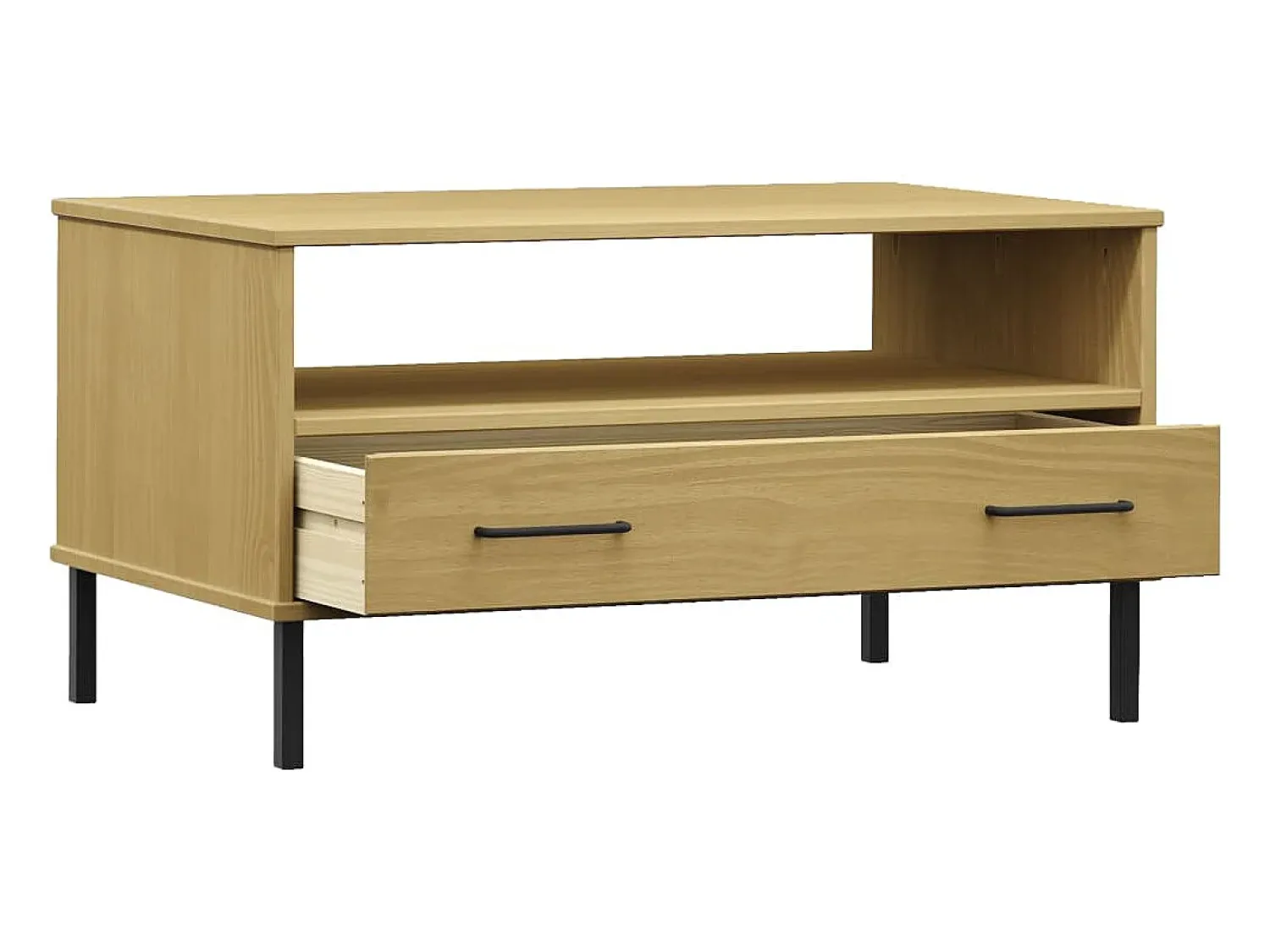 Mesa De Centro*vidaxl Mesa centro c/ pernas de metal 85x50x45cm OSLO madeira castanho Natural claro