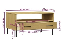 Mesa De Centro*vidaxl Mesa centro c/ pernas de metal 85x50x45cm OSLO madeira castanho Natural claro