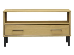 New Mesa centro c/ pernas de metal 85x50x45cm OSLO madeira PT453257 Castanho