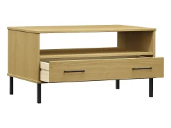 New Mesa centro c/ pernas de metal 85x50x45cm OSLO madeira PT453257 Castanho