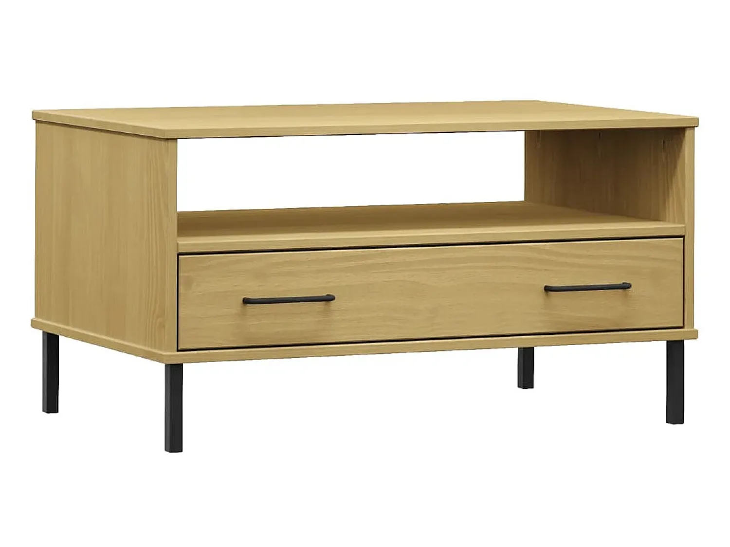 New Mesa centro c/ pernas de metal 85x50x45cm OSLO madeira PT453257 Castanho