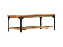 Mesa centro c/ prateleira 100x60x35cm madeira recuperada maciça PT489582 Castanho