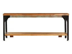 Mesa centro c/ prateleira 100x60x35cm madeira recuperada maciça PT489582 Castanho