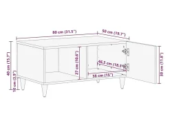 Online vidaxl Mesa centro claro 80x50x40 cm madeira mangueira maciça Cinzento