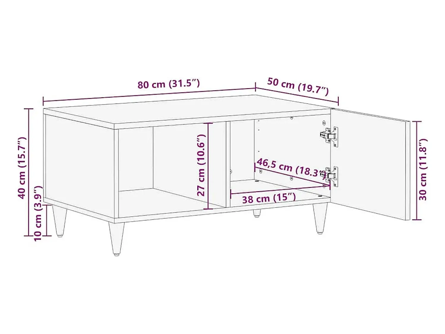 Online vidaxl Mesa centro claro 80x50x40 cm madeira mangueira maciça Cinzento