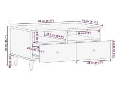 vidaxl Mesa centro claro 80x54x40 cm madeira mangueira maciça^ Mesa De Centro