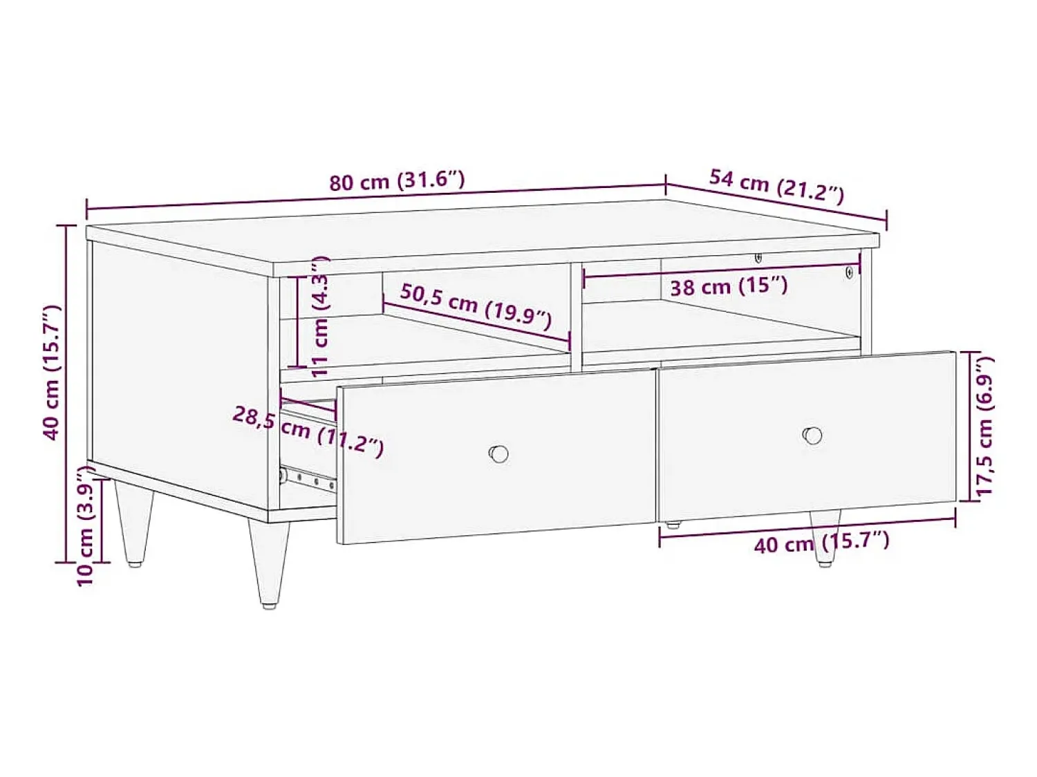vidaxl Mesa centro claro 80x54x40 cm madeira mangueira maciça^ Mesa De Centro