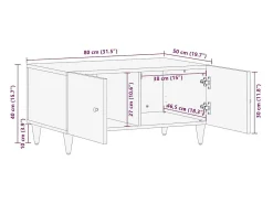 Mesa De Centro*vidaxl Mesa centro claro 80x50x40 cm madeira mangueira maciça Cinzento