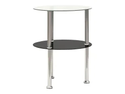 Mesa centro duas prateleiras 38cm vidro temp. transparente/ PT901867^ Mesa De Centro