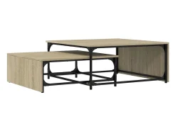 Mesa De Centro*vidaxl Mesa centro encastrar 2pcs deriv. madeira/metal carvalho sonoma Natural claro