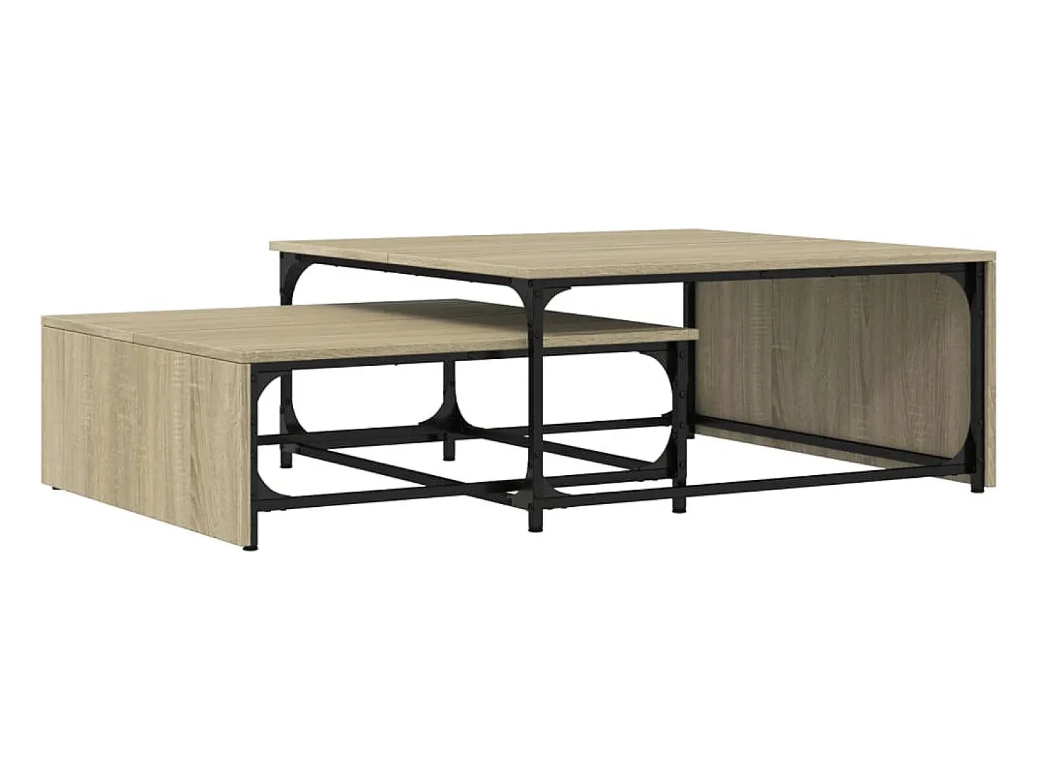 Mesa De Centro*vidaxl Mesa centro encastrar 2pcs deriv. madeira/metal carvalho sonoma Natural claro
