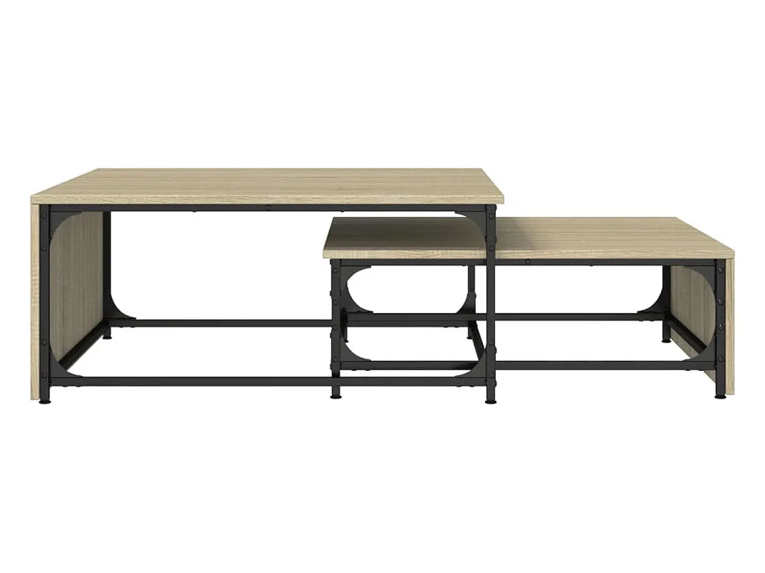Mesa De Centro*vidaxl Mesa centro encastrar 2pcs deriv. madeira/metal carvalho sonoma Natural claro
