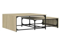 Mesa De Centro* Mesa centro encastrar 2pcs deriv. madeira/metal carvalho sonoma PT139274 Castanho