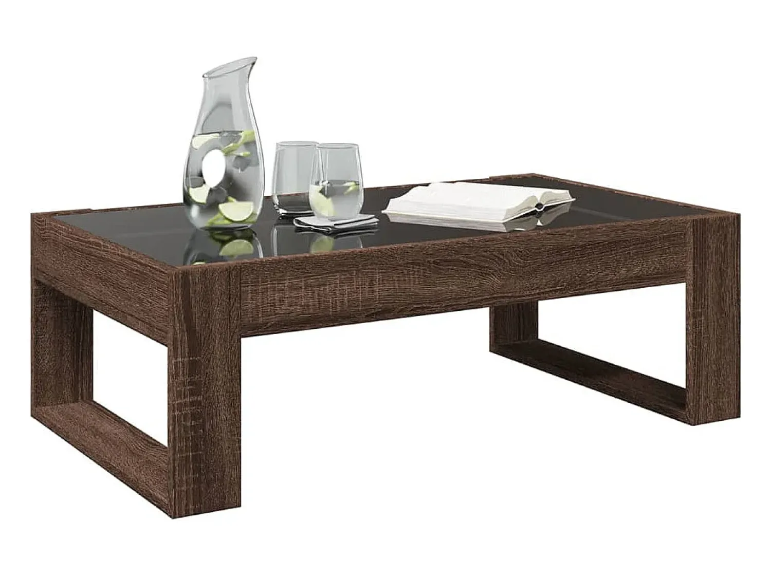Mesa De Centro|vidaxl Mesa centro luzes LED Infinity 90x53x30 cm carvalho castanho Natural claro