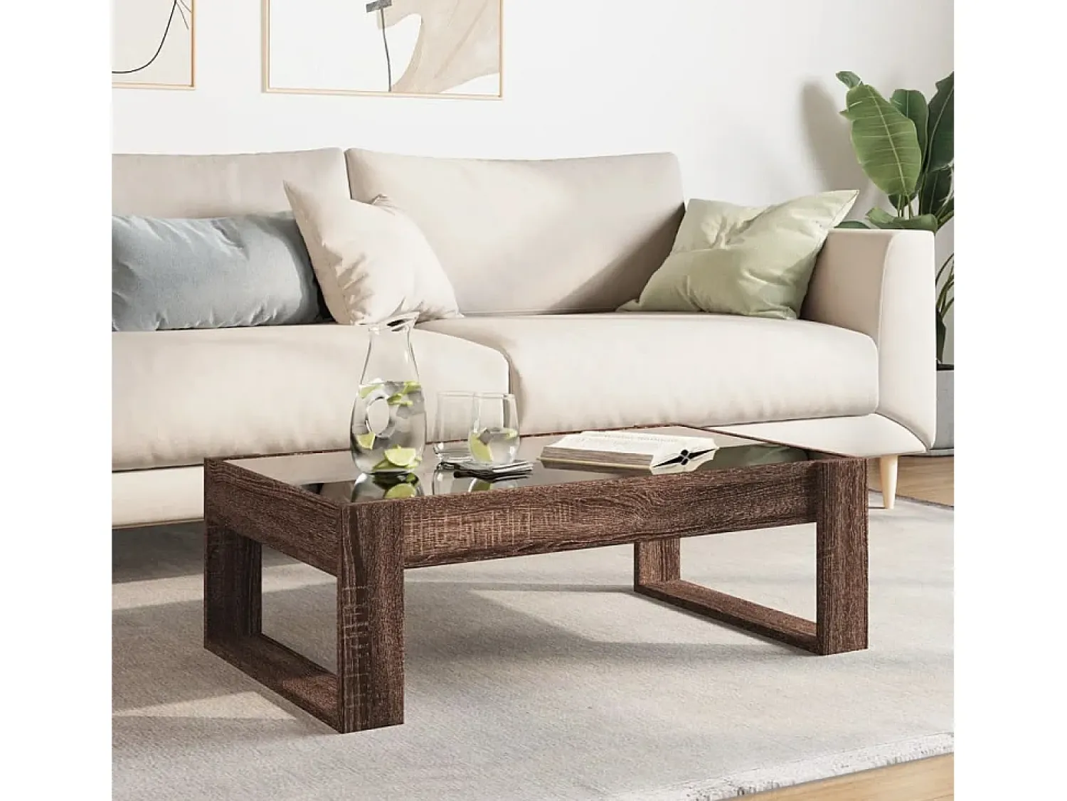 Mesa De Centro|vidaxl Mesa centro luzes LED Infinity 90x53x30 cm carvalho castanho Natural claro