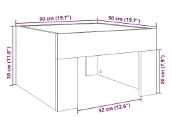 vidaxl Mesa centro luzes LED Infinity 50x50x30 cm carvalho castanho^ Mesa De Centro