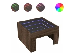 vidaxl Mesa centro luzes LED Infinity 50x50x30 cm carvalho castanho^ Mesa De Centro