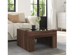 vidaxl Mesa centro luzes LED Infinity 50x50x30 cm carvalho castanho^ Mesa De Centro