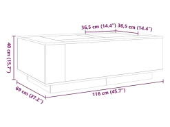 Mesa De Centro|vidaxl Mesa centro luzes LED Infinity 116x69x40 cm carvalho castanho Natural claro