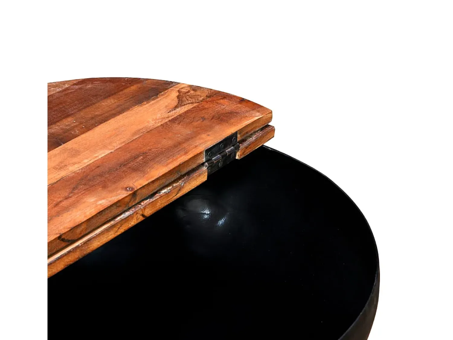 vidaxl Mesa centro madeira reciclada maciça preta em forma de tijela^ Mesa De Centro