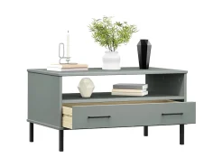 New Mesa centro pernas de metal 85x50x45 madeira maciça OSLO cinza PT636481 Cinzento