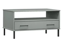 New Mesa centro pernas de metal 85x50x45 madeira maciça OSLO cinza PT636481 Cinzento